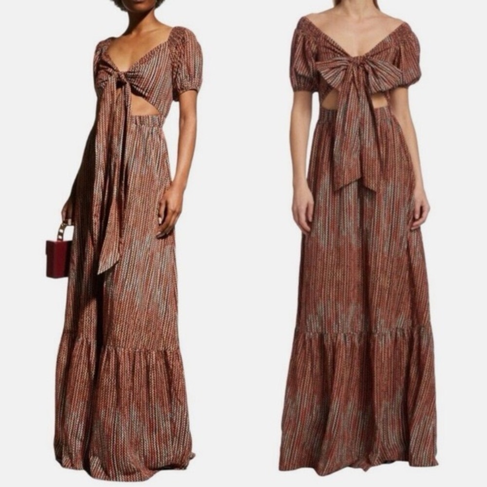 NWT Ramy Brook Megan Cutout Smocked Waist Tie Front Maxi Dress Women’s Plus XXL - Picture 14 of 14